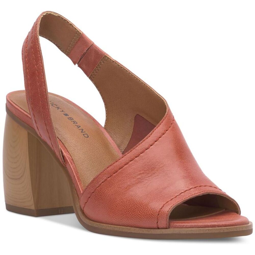 Lucky Brand Womens Xilna Red Leather Slip On Slingback Heels Shoes NWT